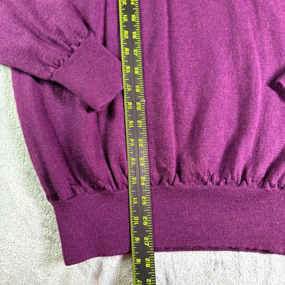 Orvis Mens Large Purple 100% Merino Wool Quarter Zip Pullover Sweater Mock Neck - Picture 7 of 10